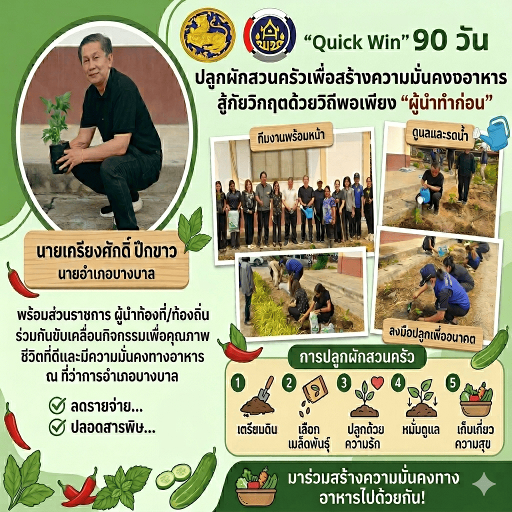 🔷สพอ.บางบาล🔷ขับเคลื่อนแนวทางปฏิบัติการ “Quick Win” 90 วัน ปลูกผักสวนครัวเพื่อสร้างความมั่นคงทางอาหาร สู้ภัยวิกฤตเศรษฐกิจ ด้วยวิถีพอเพียง 